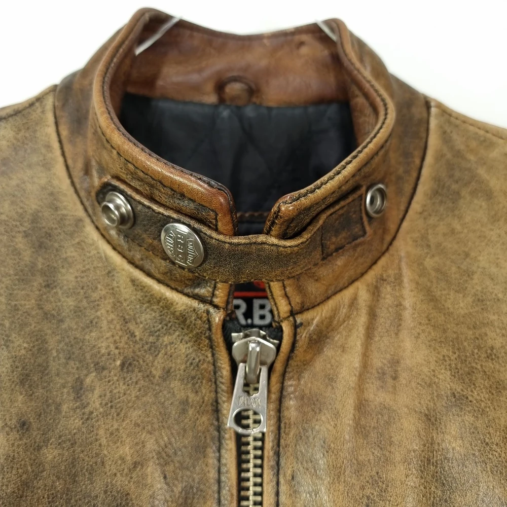 RBC] RBC 리얼 카우 레더 소가죽 페이딩 빈티지 카페레이서 가죽 자켓